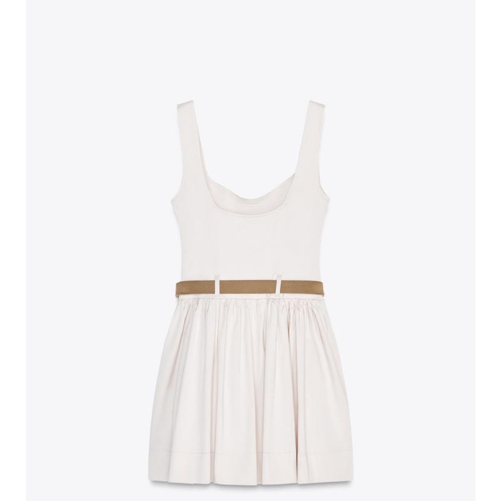 Zara White Mini Dress with Tan Belt